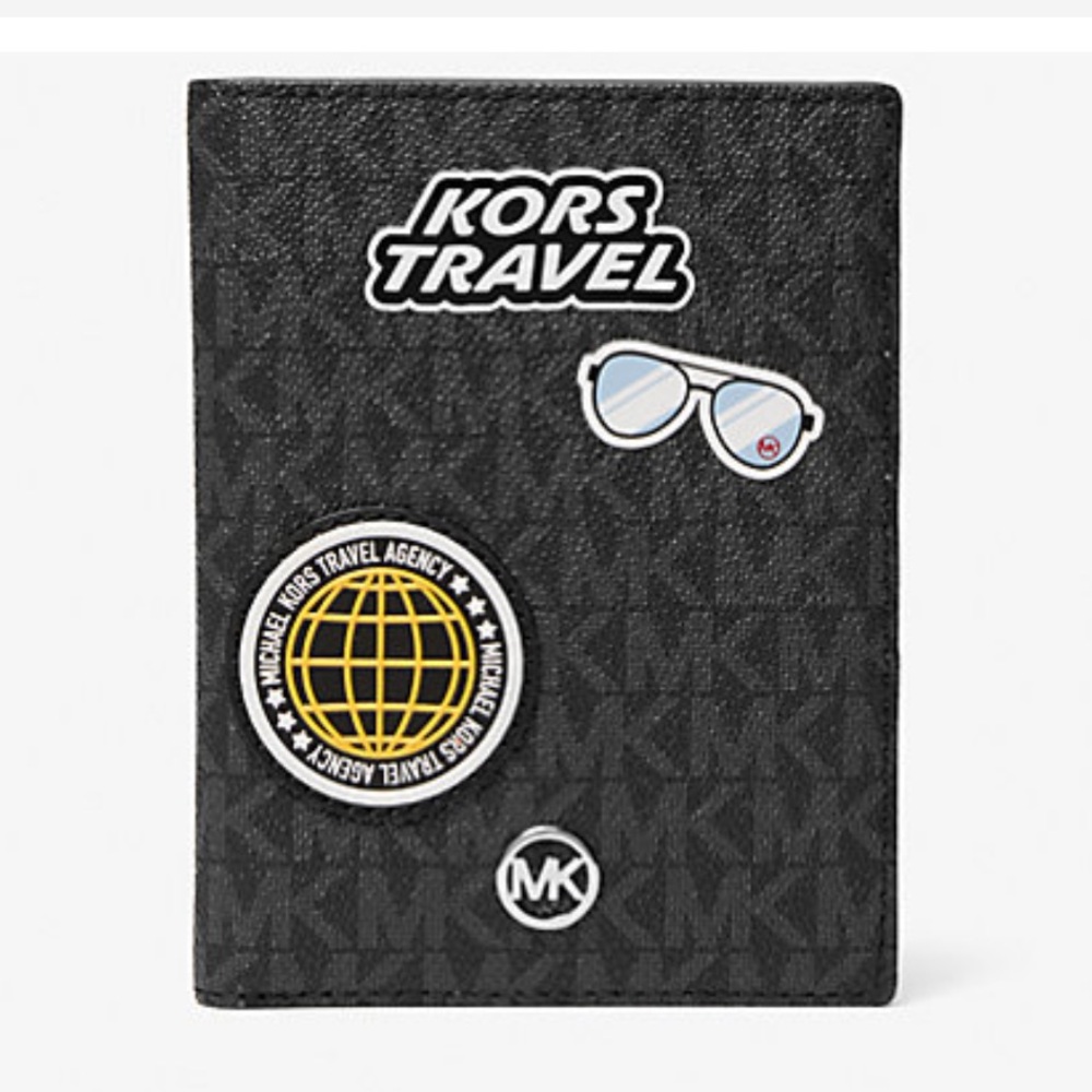 Michael Kors Jet Set Travel Md Embellished Signature Logo Passport Case
Black